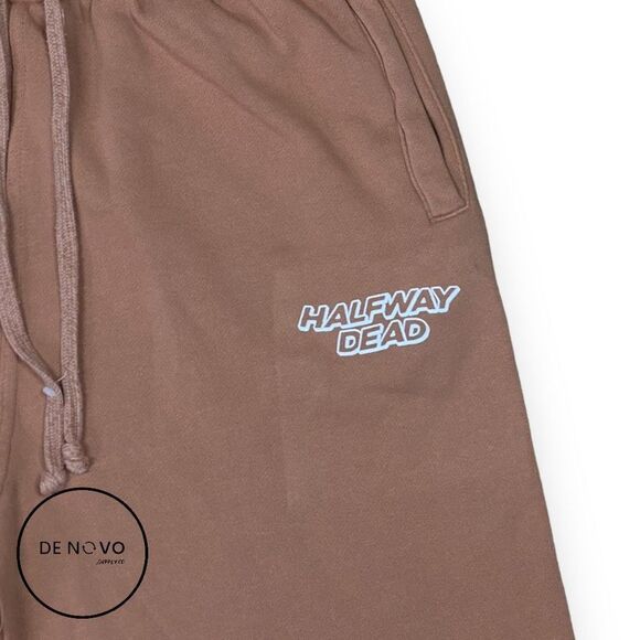 Halfway Dead Men's Drawstring Athletic Shorts Size Medium Tan - Picture 7 of 7